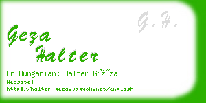 geza halter business card